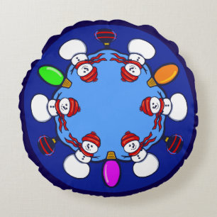 Snowman round cushion