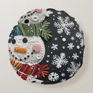 snowman round cushion