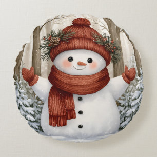 Snowman Round Cushion