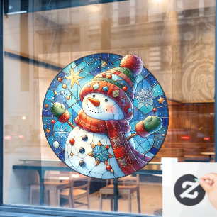 Snowman Round Window Cling