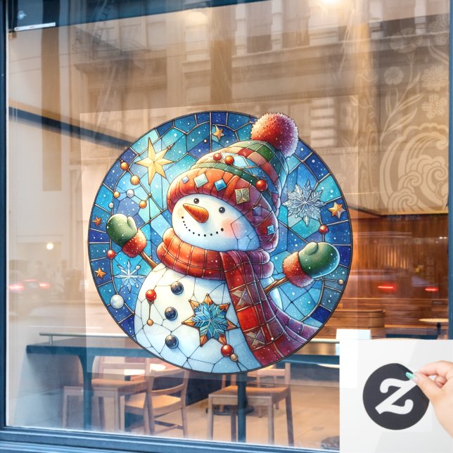 Snowman Round Window Cling (Cafe Window)