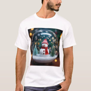 Snowman’s Delight: Festive Magic in a Globe T-Shirt