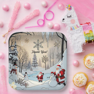 "Snowman’s Golden Smile" Paper Plate