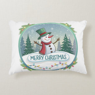Snowman’s Joyful Christmas Welcome Decorative Cushion