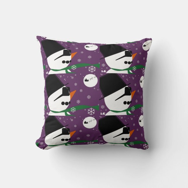 Snowman & Santa Christmas Pillow (Front)