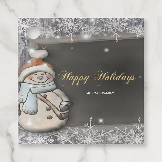 Snowman,Santa Hat,Snowflakes  Favour Tags (Front)