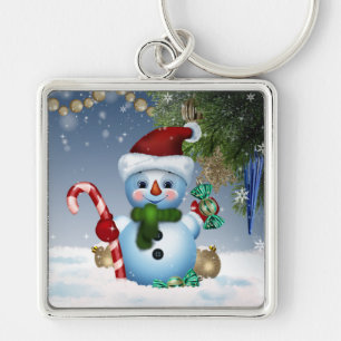 Snowman Santa Key Ring
