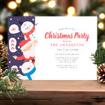 Snowman Santa Polar Bear Christmas Party Invitation<br><div class="desc">Spread holiday cheer with this fun and festive Christmas party invitation featuring a playful trio—Santa, a snowman, and a polar bear—waving hello and spreading joy. Perfect for family Christmas gatherings, office holiday parties, or festive get-togethers, this charming design brings a lighthearted touch to your holiday celebration. Customise the details to...</div>