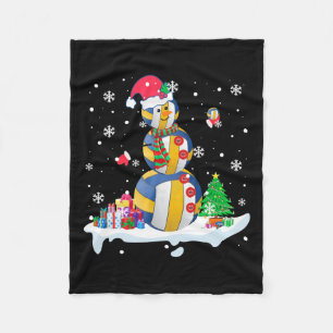 Snowman Santa Volleyball Playing Golf Xmas Player  Fleece Blanket