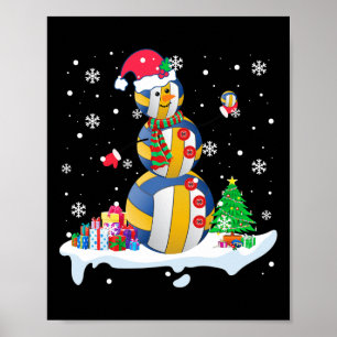 Snowman Santa Volleyball Playing Golf Xmas Player Poster