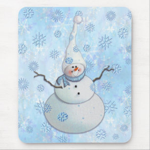 SNOWMAN, SCARF & SNOW HAT by SHARON SHARPE Mouse Mat