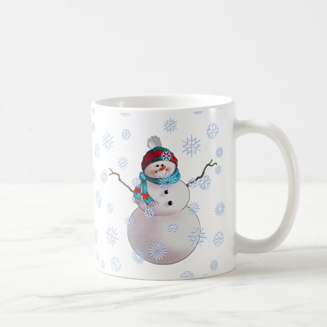 SNOWMAN, SCARF & STOCKING CAP by SHARON SHARPE Coffee Mug (Right)
