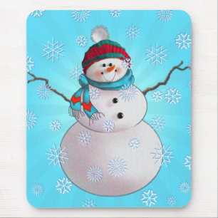 SNOWMAN, SCARF & STOCKING CAP by SHARON SHARPE Mouse Mat