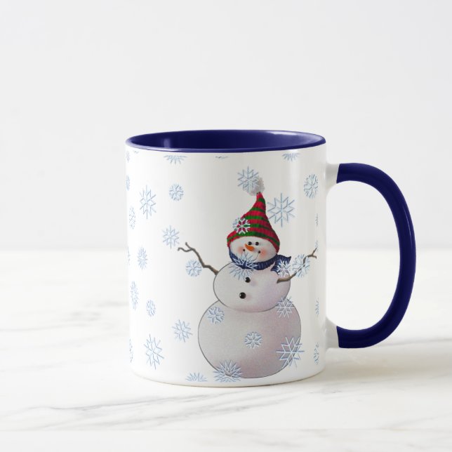 SNOWMAN, SCARF & STOCKING CAP by SHARON SHARPE Mug (Right)