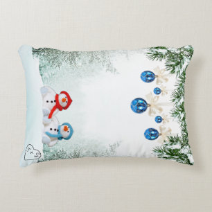 Snowman Scene Custom Pillow