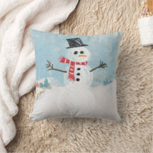 Snowman Scene Holiday Christmas Plaid Cute Winter