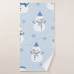 Snowman seamless pattern,winter background,winter bath towel