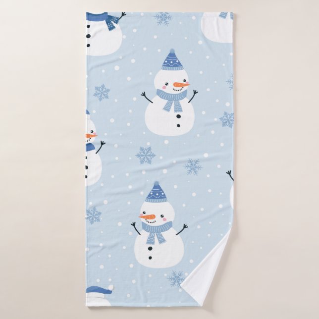 Snowman seamless pattern,winter background,winter  bath towel (Bath Towel)