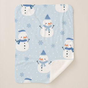 Snowman seamless pattern,winter background,winter sherpa blanket