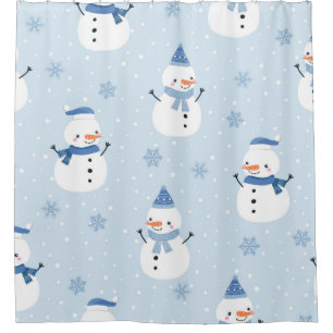 Snowman seamless pattern,winter background,winter  shower curtain