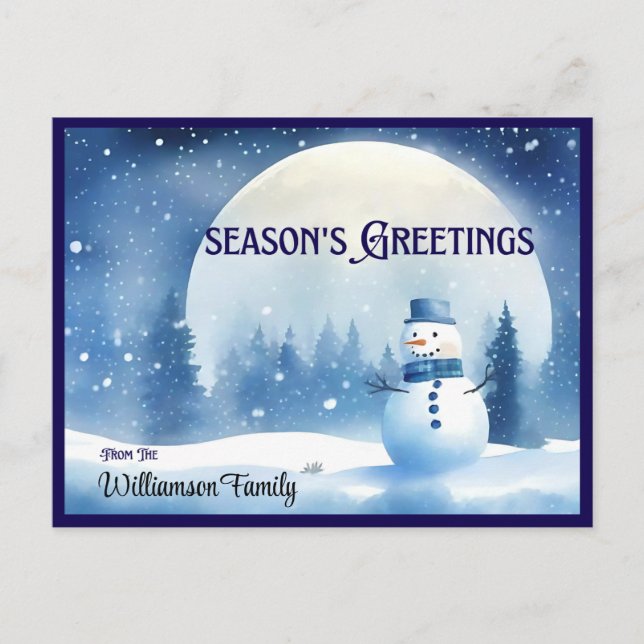 Snowman Season Greetings Holiday Postcard (Front)