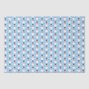 Snowman Seasons Greetings Blue Christmas Holiday  Tissue Paper