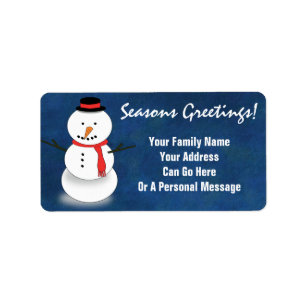 Snowman Season's Greetings Blue Gift Stickers