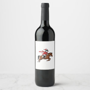 Snowman Show Jumping Christmas 2026 Holiday Equest Wine Label