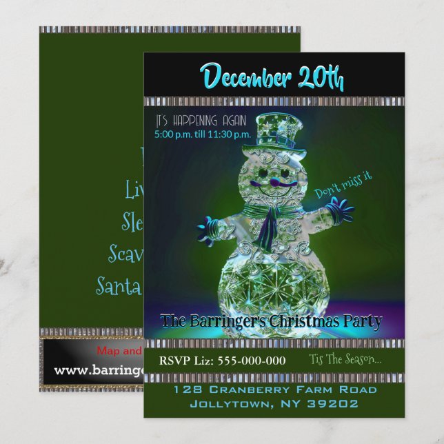 Snowman Showman Annual Christmas Party Invitation (Front/Back)