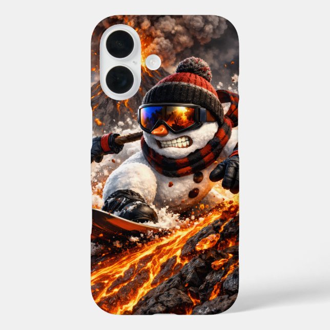 Snowman shredding down an active volcano Case-Mate iPhone case (Back)