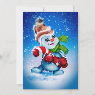 Snowman Shuffle Holiday Card