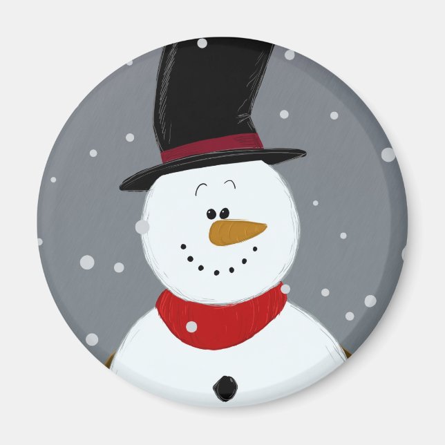 Snowman - Silver Magnet (Front)
