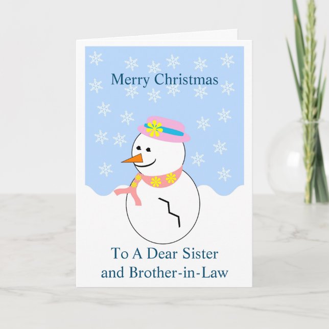 Snowman Sister And Brother-In-Law Christmas Card (Front)