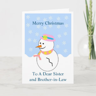 Snowman Sister And Brother-In-Law Christmas Card