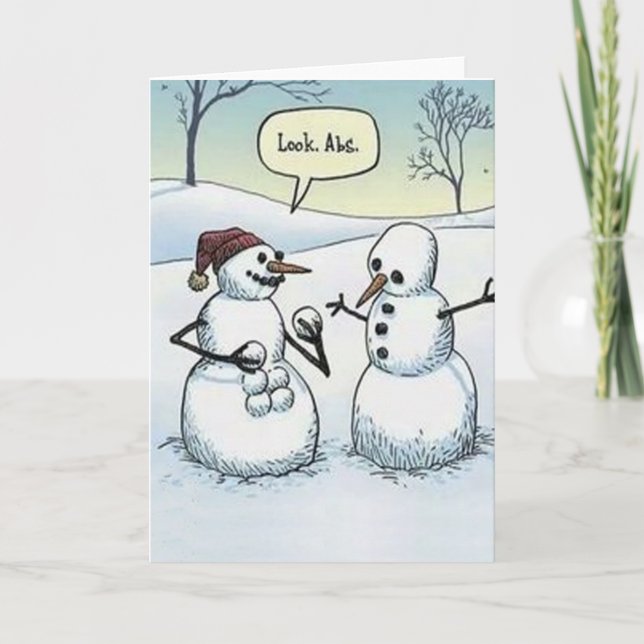 Snowman Six Pack Abs Greeting Card (Front)