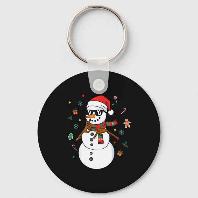 Snowman Six Seven Meme Christmas Pajamas 6 And 7 F Key Ring (Front)