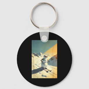 Snowman skiing key ring