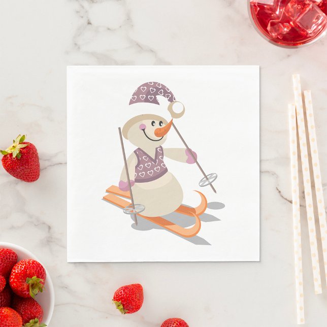 Snowman Skiing Napkin (Creator Uploaded)