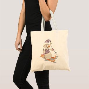 Snowman Skiing Tote Bag