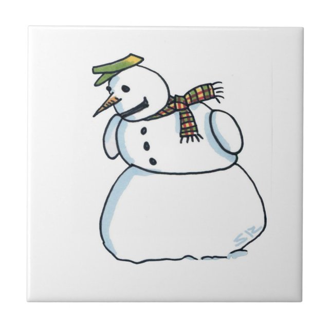 Snowman small ceramic tile (Front)