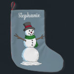 Snowman Small Christmas Stocking<br><div class="desc">A cheery-but-chilly looking snowman wears a red-ribboned top hat and green scarf in this wintry illustration by Richard H. Fay.</div>