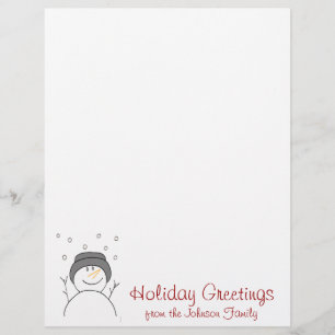 Snowman Smiling Christmas Holiday Letter