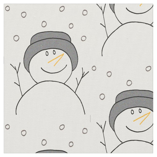 Snowman Smiling Fabric (Close Up)