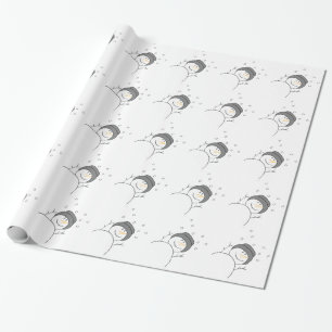 Snowman Smiling Wrapping Paper