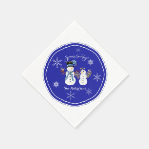 Snowman Snow Angel Snowflake Winter Holiday Party Napkin