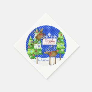 Snowman Snow Angel Snowflake Winter Holiday Party Napkin