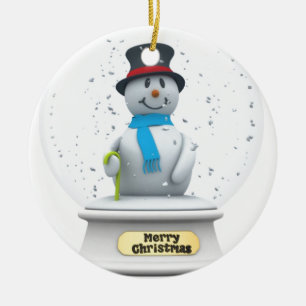 Snowman Snow Globe Ceramic Tree Decoration