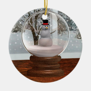 Snowman Snow Globe Ceramic Tree Decoration