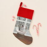 Snowman Snow Globe Christmas Stocking<br><div class="desc">A Snowman Snow Globe as viewed from Indoors.</div>