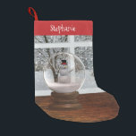 Snowman Snow Globe Small Christmas Stocking<br><div class="desc">A Snowman Snow Globe as viewed from Indoors.</div>